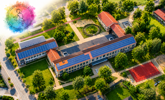 F.-A.-W.-Diesterweg Grundschule und Logo "Kind sein - stark werden - Zunkunft gestalten"